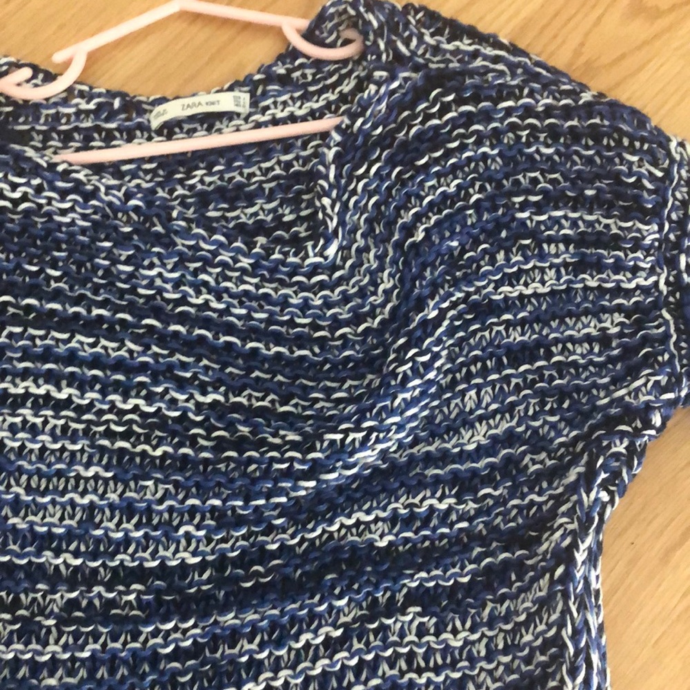 Zara blue and white knit sweater size small - Picture 7 of 8